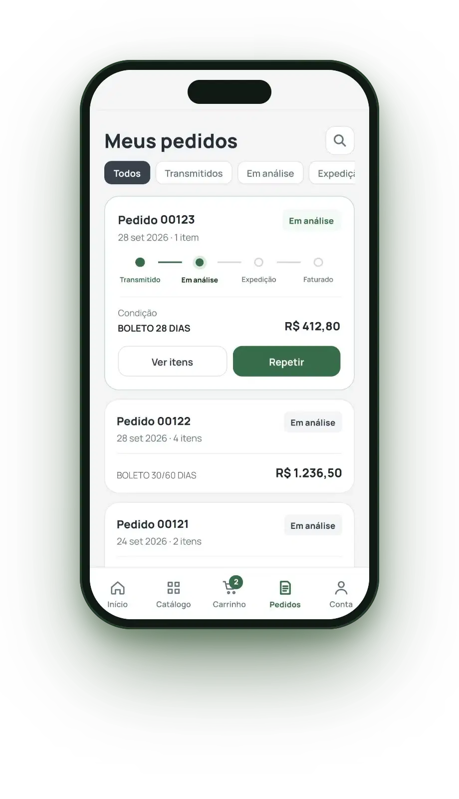 Tela do app: Acompanhe cada etapa do seu pedido